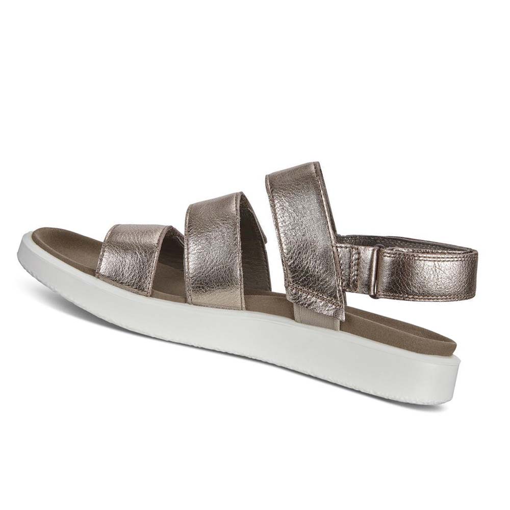 Women's Ecco Flowt Flat Sandals Silver | USA 179HAP